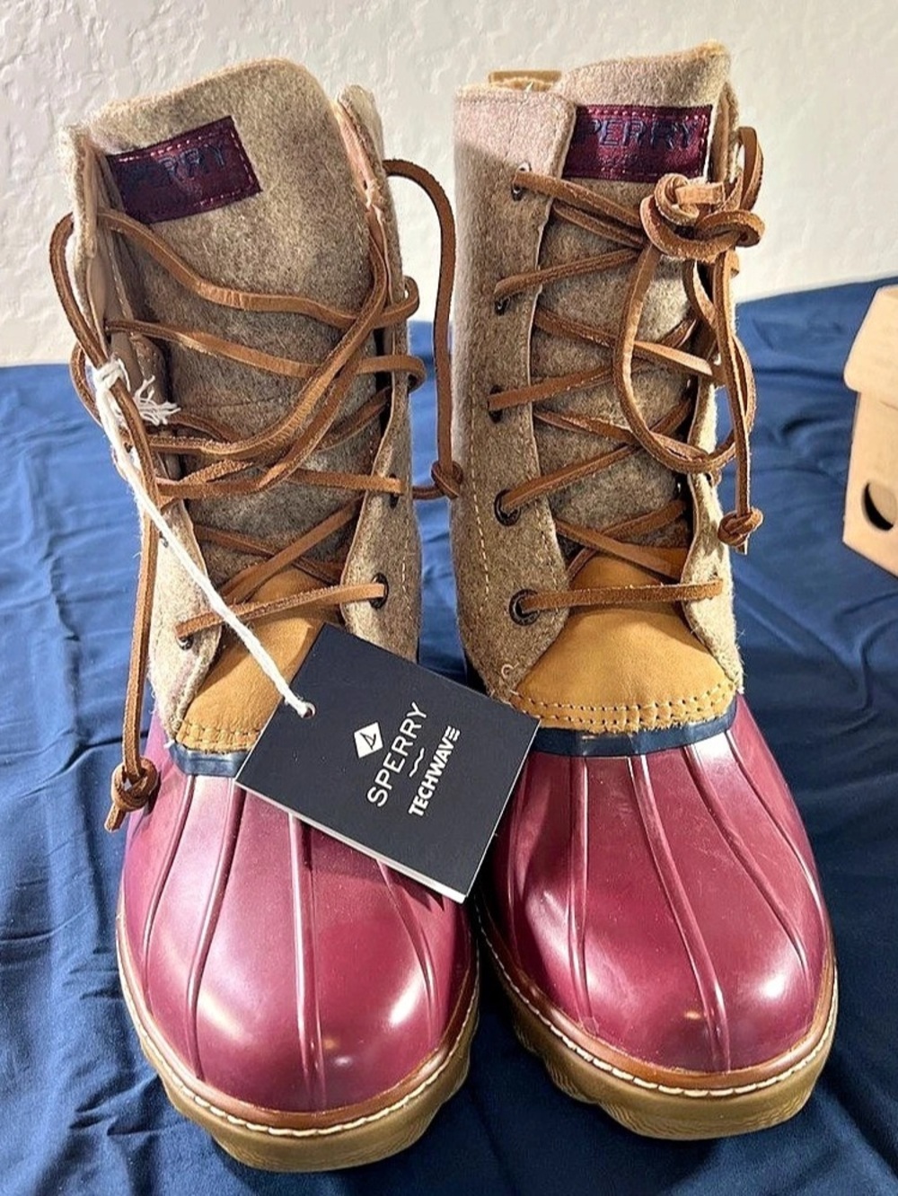 Sperry Stormwave Rain Boots Burgundy US 9 NWT